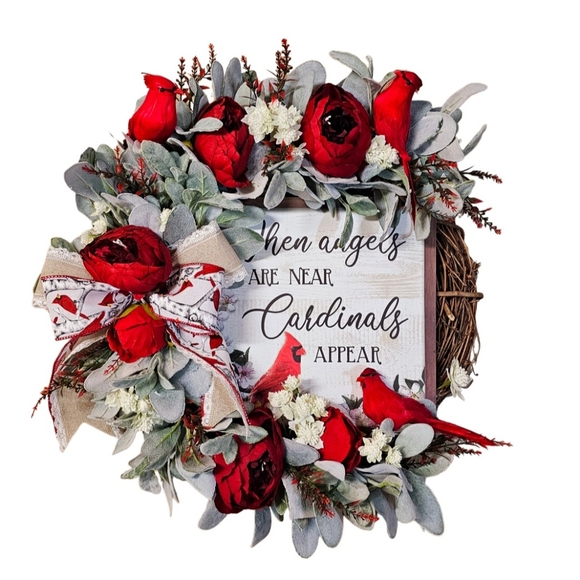 Cardinal Memorial Wreath - Picture 3 of 10